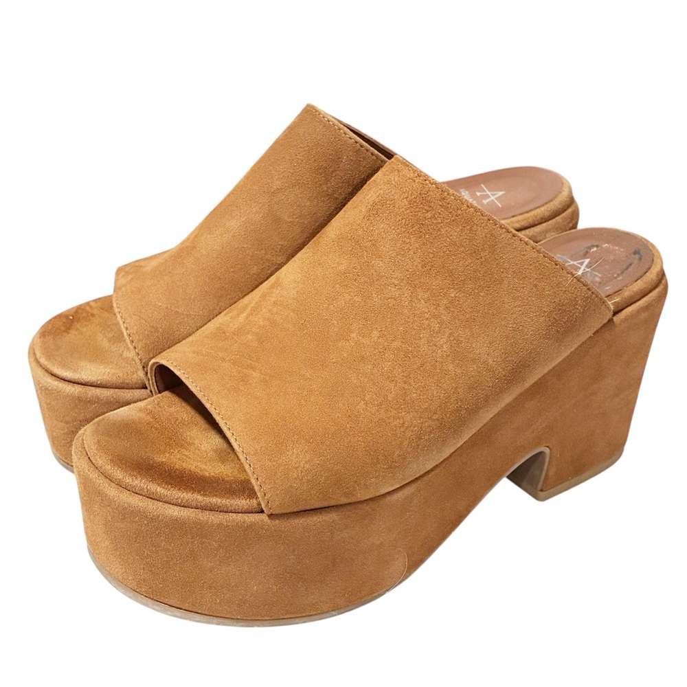 Aquatalia Evonna Suede Platform Mules Brown Suede Leather Size 9